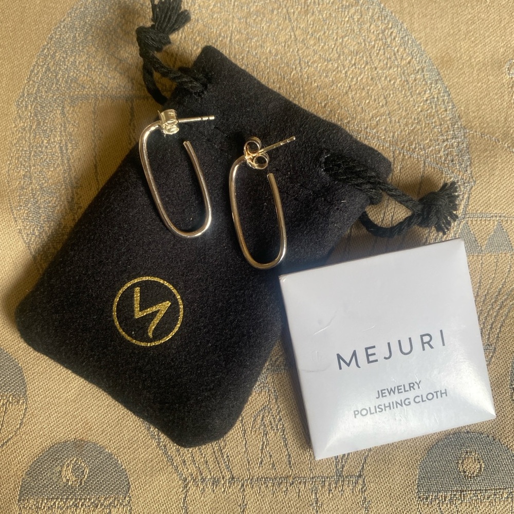 Mejuri Silver Oval Earrings Minimalist Design